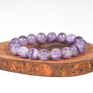 Lavender Amethyst Bracelet 10mm Beads, February Birthstone, Natural Amethyst