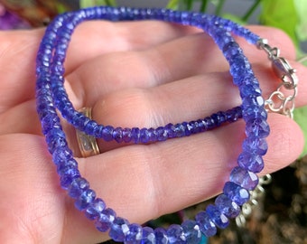 AAA Tanzanite Necklace, Genuine High Quality Faceted Beads Tanzanite Chocker