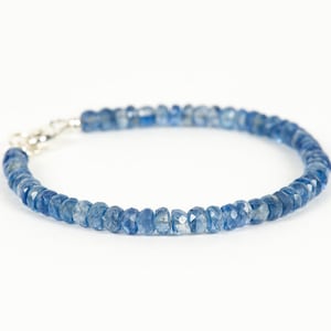 Translucent Royal Kyanite Faceted 4.5mm Rondells Bracelet, Natural Gemstone Delicate Bracelet, Handmade Gemstone Jewelry