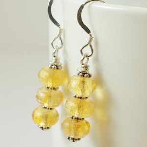 Citrine Drop Earrings, Citrine Dangle Earrings, Handmade Gemstone Jewelry