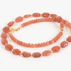 Natural Sunstone Necklace, AAA Sunstone Gemstones Jewelry