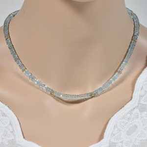 AAA Aquamarine Necklace, Genuine High Quality Faceted Beads Aquamarine Chocker