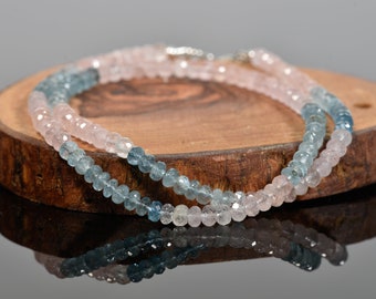 AAA Aquamarine and Morganite Necklace, Multi Beryl Necklace, Aquamarine Choker