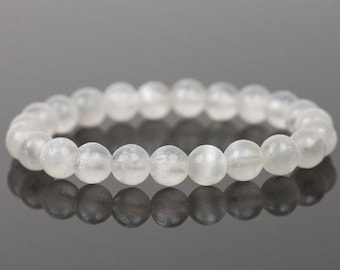 Selenite Natural Gemstone Bracelet, White Selenite Bracelet