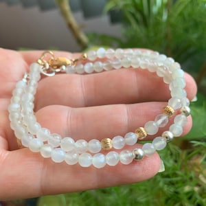 Moonstone Bracelet, Dainty White Moonstone Bracelet, Delicate Genuine Moonstone Bracelet