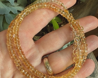 Citrine Necklace, Genuine Gemstone Necklace, November Birthstone - Handmade Gemstone Jewelry