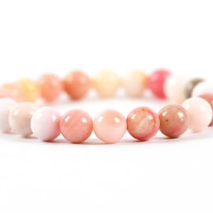 Pink Opal Bracelet | Gemstone Healing Bracelet Soft Pink Beads | Handmade Gemstone Jewelry, unique-gift-for-wife