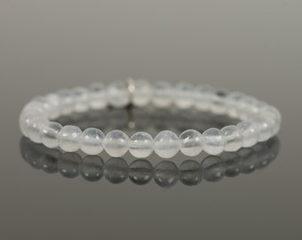 Selenite Natural Gemstone Bracelet, 6mm White Selenite Bracelet