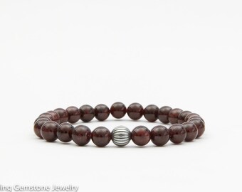 Pulsera de granate, pulsera de piedra preciosa para hombre, joyería de piedra preciosa hecha a mano