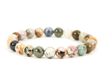 Oceaanjaspis armband, stapelbare stretcharmband gemaakt met natuurlijke hoogwaardige oceaanjaspis edelstenen van 8 mm