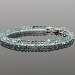 AAA Aquamarine Bracelet | March Birthstone | Delicate Jewelry | Handmade Gemstone Jewelry