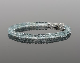 AAA Aquamarin Armband | März Geburtsstein | Zarte Schmuck | Handgefertigter Edelsteinschmuck