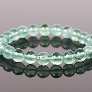Green Fluorite Bracelet, Natural Fluorite Stretch Bracelet, 8mm Green Fluorite Gemstone Handmade Jewelry