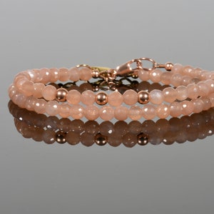 Peach Moonstone Bracelet, Dainty Moonstone Bracelet,