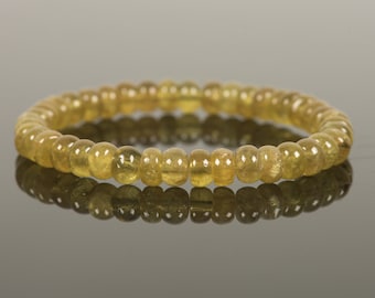 Yellow Apatite Bracelet, AA Grade Apatite 7mm Beads Natural Gemstone Bracelet, Stacking Bracelet Healing Gemstone Jewelry