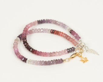 Multi Colored Spinel Delicate Bracelet, Genuine Spinel Gemstone Bracelet, Gemstone Handmade Jewelry