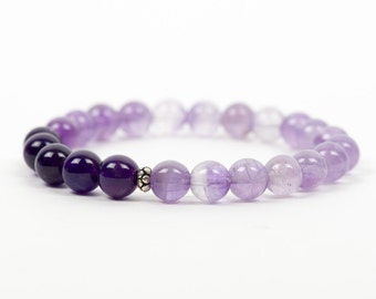 Amethyst Armband, Lila Edelstein Armband, Heilstein Drittes Auge Chakra Edelstein, handgemachter Edelstein Schmuck
