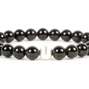 Pulseira Morion preta, joias artesanais com pedras preciosas, pulseira de quartzo fumê