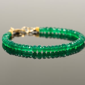 Green Onyx Bracelet, Natural Gemstone Delicate Bracelet, 5mm Green Onyx