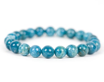 Blue Apatite Bracelet, Apatite Bracelet, Handmade Gemstone Jewelry, Gift for Her, 8mm