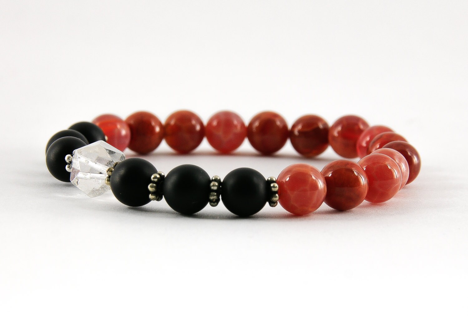 Grounding Bracelet Root Chakra Bracelet Fire Red Agate Onyx Etsy