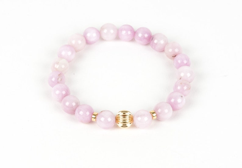 Genuine Kunzite Gemstone Bracelet Pink Gemstone Stretch | Etsy