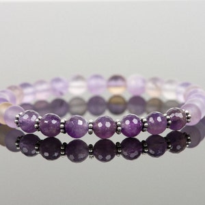 Purple Bracelet, Amethyst Bracelet, Healing Matte Amethyst Healing Gemstone Bracelet, Handmade Jewelry