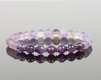 Purple Bracelet, Amethyst Bracelet, Healing Matte Amethyst Healing Gemstone Bracelet, Handmade Jewelry