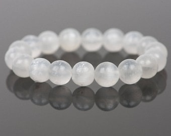 Selenite Bracelet, Genuine Gemstone White Bracelet, Gemstone Bracelet, Handmade Jewelry, Gemstone Jewelry, unique-gift-for-wife, mothers day