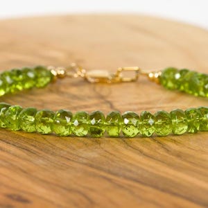 Peridot Bracelet, Green Gemstone Delicate Bracelet, Genuine Peridot Handmade Jewelry