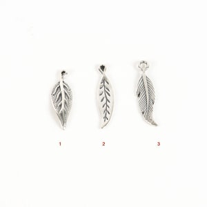 Sterling Silver Charm, Feather, Leaf