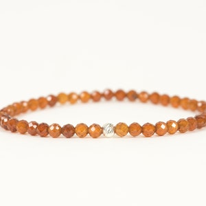 Dainty Garnet Hessonite Bracelet, Natural Garnet Bracelet, January Birthstone