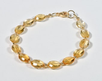 AAA Citrine Bracelet, Golden Gemstone Bracelet, Handmade Gemstone Jewelry, November Birthstone