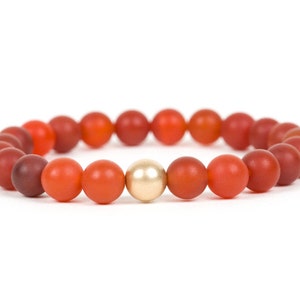 Matte Carnelian Bracelet, Red Carnelian Handmade Gemstone Jewelry