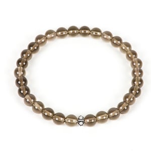 Smoky Quartz Bracelet, Natural Gemstone Stretch Bracelet, 6mm Smoky Quartz