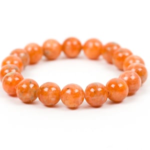 Orange Calcite Gemstone Bracelet, Natural Gemstone Stretch Bracelet