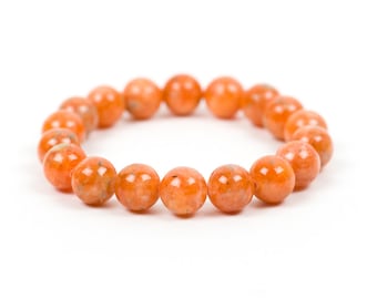 Oranje calciet edelsteenarmband, natuurlijke edelsteen stretcharmband