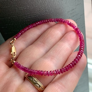 Ruby Bracelet, Delicate Bracelet made with High Quality Ruby Beads, Dainty Bracelet