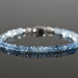 Shaded Aquamarine Bracelet, Genuine Aquamarine, March Birthstone, Delicate Handmade Gemstone Jewelry