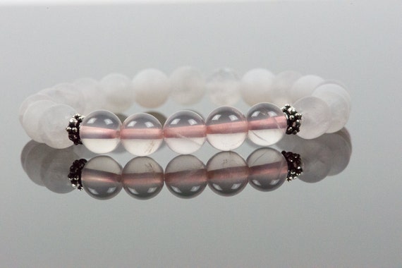 Rose Quartz Bracelet, Heart Chakra Healing Gemstone, Handmade Gemstone Jewelry