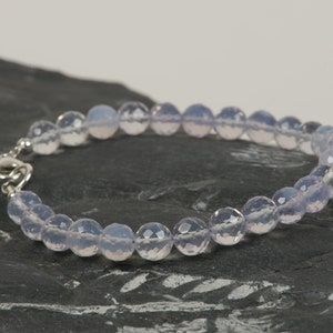 Pulsera de cuarzo lavanda, pulsera de escorolita natural, cuarzo lunar lavanda