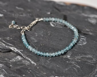 Last One AAA Natural Blue Zircon Bracelet, Delicate Bracelet made with High-Quality Genuine Blue Zircon, Dainty Bracelet