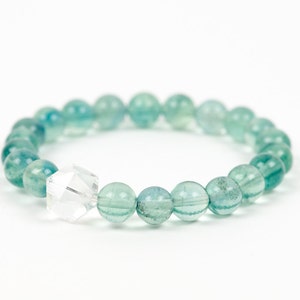 Blue Fluorite Bracelet, Clear Quartz Gemstone Healing Gemstone Bracelet ...