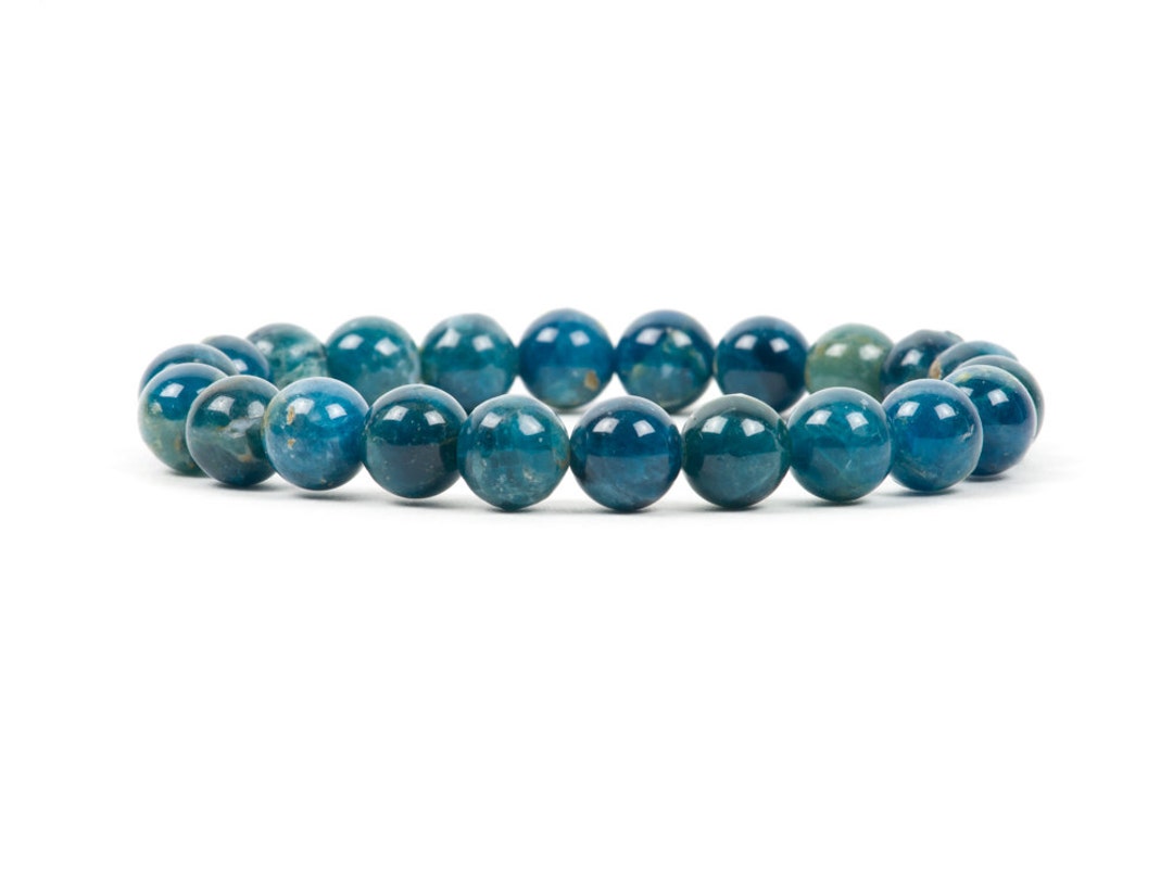 Apatite Bracelet, Natural Gemstone Stretch Bracelet, Throat Chakra ...