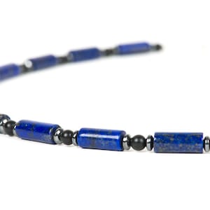 Lapis Lazuli Necklace for Men, Healing Gemstone Unisex Choker, Handmade Gemstone Jewelry