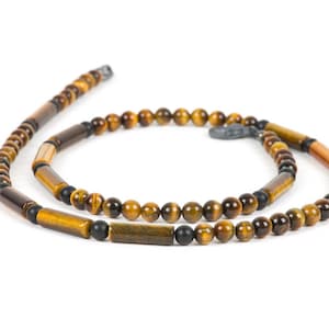 Tiger&#39;s Eye Necklace for Men, Gemstone Handmade Jewelry, Black Onyx Choker, Gift for Him, men&#39;s fashion