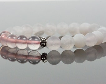 Rose Quartz Bracelet, Heart Chakra Healing Gemstone, Handmade Gemstone Jewelry
