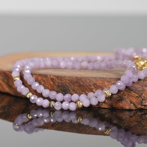 Dainty Kunzite Necklace, Gemstone Delicate Necklace