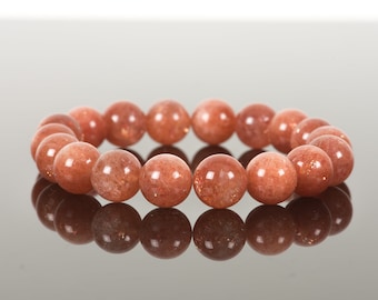 Sunstone Bracelet, AAA Grade Sunstone 10mm Beads Natural Gemstone Bracelet, Stacking Bracelet Healing, Handmade Gemstone Jewelry