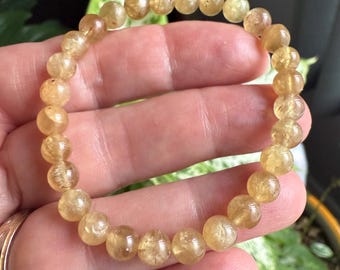 Yellow Apatite Genuine Gemstone Bracelet, High Quality Apatite Bracelet, Stacking Bracelet Made with 6mm Apatite Beads